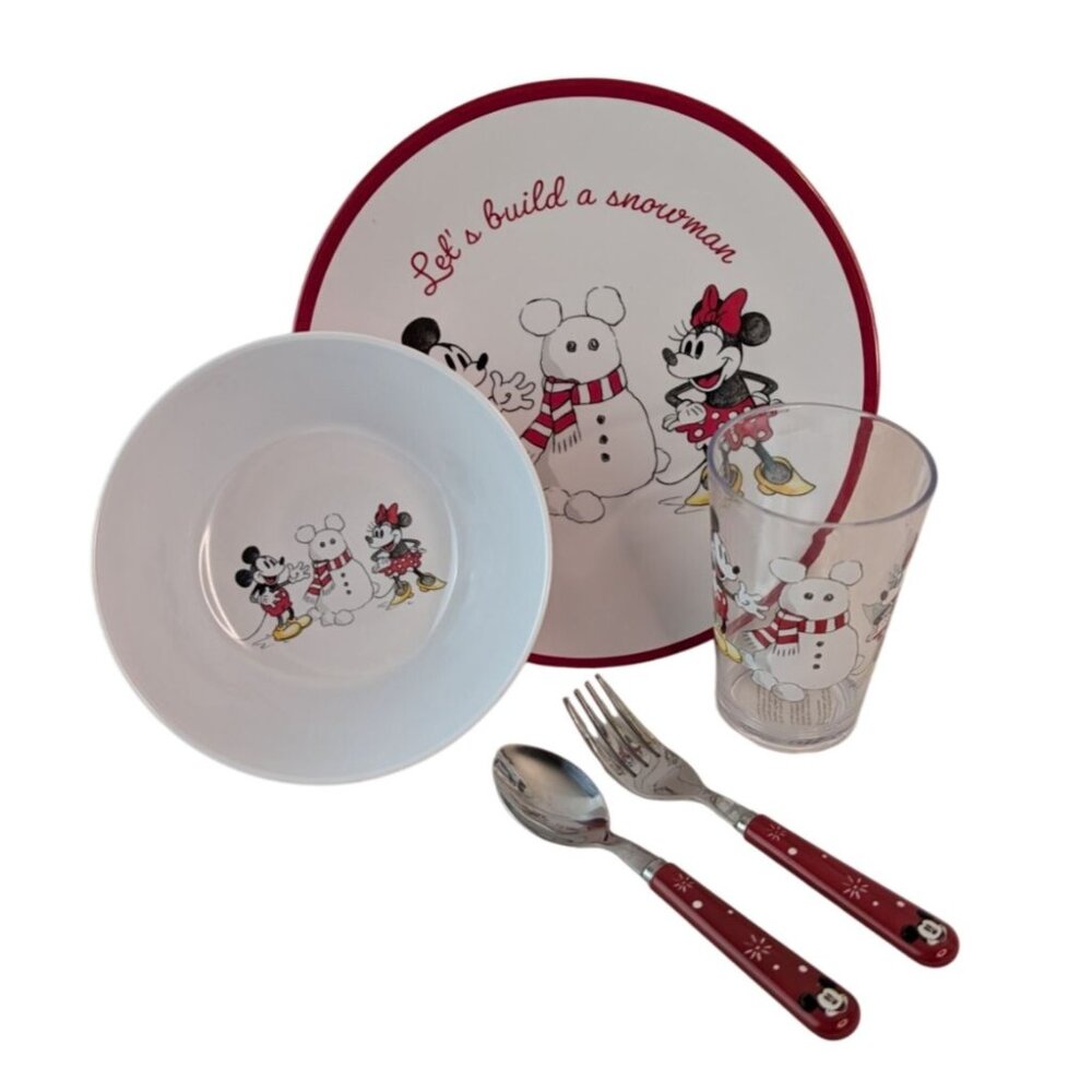 Pottery Barn Kids Mickey Mouse‎ Christmas Dinnerware Plate Bowl Cup Fork Spoon